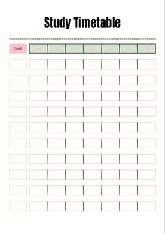 a printable study timetable for students