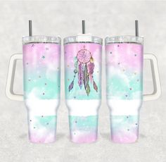 Dream Catcher Tumblers, Dream Catcher Tumbler, Sublimation Tumblers, Tumbler With Handle, Sublimation Tumbler, Tumbler Design, Tumbler Designs, Sublimation Designs, Tumbler Wrap