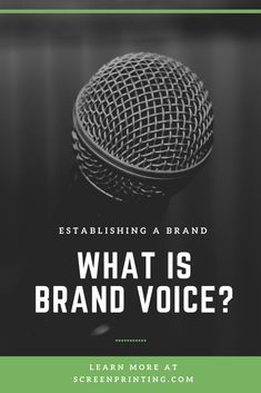 a microphone with the words what is brand voice?