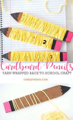 yarn wrapped back to school craft with pencils