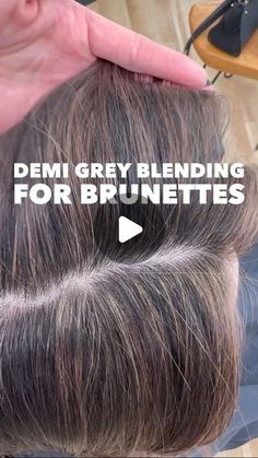 Emily Chen on Instagram: "Why yes. Yes it can be done on dark hair too 🤎   Think of permanent color as a full coverage lipstick, and demi color as tinted lipgloss. Or painted cabinets vs stained cabinets. Permanent color will give you the heaviest coverage, but it’ll also give you the most dramatic regrowth line. Demi offers less coverage, but a more subtle & graceful growout.   My client here was sick of having to color her regrowth every 4 weeks, but she wasn’t ready to go full-on grey. Our goal was to get her to a level 6 demi base so that she’s able to stretch her regrowth maintenance visits to 6-8 weeks.   This was my client’s second blending session in her transition from opaque permanent color to translucent demi color and we both LOVED how it came out 😍 we did one more blending s Gray Hair Percentage Chart, Best Grey Coverage Hair Color, Blend Greys In Dark Hair, Balayage For Dark Brown Hair To Hide Grays, Ion Demi Permanent Hair Color Chart, Best Hair Color When Going Grey, Transition Grey Hair, How To Embrace Grey Hair