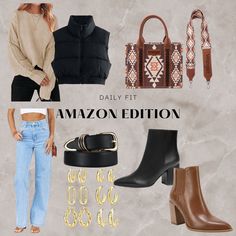 Everything found on Amazon. Kim K Style, Casual Denim Pants, Casual Work Outfit, Fall Outfits For Work, Winter Outfits For Work, High Waisted Jeans, Found On Amazon, Casual Dinner Outfit, Jeans Boyfriend