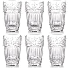 PRICES MAY VARY. You will get 6 packs of glass tumblers with a capacity of 12 oz, each measuring 3"Dia x 5"H. Perfect for any occasion, adding a touch of elegance to your glassware collection and dining table. These glasses will look amazing. Our clear water drinking cups are made of high quality durable thick colored glass, lead-free, food-grade, safe for daily use. Dishwasher safe, easy for quick cleanup. Stacks well for easy storage. Muti-Purpose: Romantic vintage glassware is well designed t Vintage Drinking Glasses Target, Glassware Set Vintage, Vintage Rose Glassware, Whiskey Cocktail, Vintage Drinking Glasses, Glassware Drinking, Tea Juice, Coffee Cocktails, Glass Tumblers