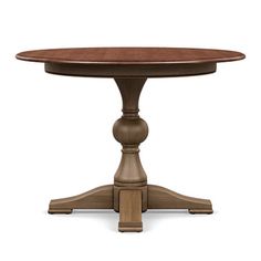 a round wooden table with two pedestals on each side and an oval wood top