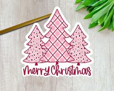 20 Merry Christmas STICKERS, Pink Christmas T Trees Stickers, Small Business Ideas Products, Package Decoration, Merry Christmas Pink, Pink Christmas Trees, Merry Christmas Stickers, Happy Mail Stickers, Kindle Stickers