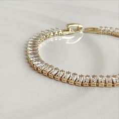 The iconic tennis bracelet! A classic piece of jewelry that has evolved through the years from a luxury item to an everyday wearable piece. Gold Vermeil Jewelry, Vermeil Jewelry, Gold Filled Jewelry, Layered Look, Tennis Bracelet, High Quality Jewelry, Egift Card, Luxury Items, How To Feel Beautiful