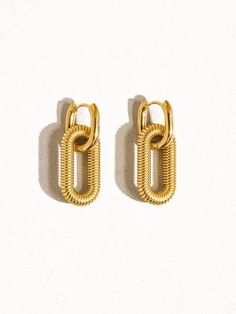 18k gold plated non-tarnish double chain hoop earring 1.1 inch long Sweatshirt Set, Double Chain, Mozambique, Gold Plating, Charleston, Shop Earrings, Jacket Dress, 1 Inch, Jumpsuit Romper