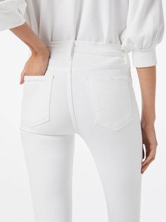 Le High Flare | Blanc – FRAME Chic Fitted Flare Jeans With Belt Loops, Fitted High Rise White Flare Jeans, Fitted High Rise Cropped Jeans, Fitted High Rise Cropped Jeans With Belt Loops, Stretch Flare Jeans With Belt Loops, White Stretch Flare Jeans With Five Pockets, White Fitted Jeans With Belt Loops, Fitted White Jeans With Belt Loops, White Fitted High Rise Cropped Jeans