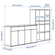 a drawing of a kitchen cabinet with measurements for the doors and drawers on each side