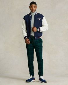 Coach Outfits, Varsity Jacket Outfit, Preppy Mens Fashion, Polo Sport Ralph Lauren, Baseball Varsity Jacket, Ralph Lauren Logo, Mens Casual Dress Outfits, Classy Men, Polo Sport