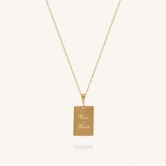 Your personalized message will be front and center with the Walker Necklace, featuring your choice of message centered on a rectangular pendant, set on a glimmery chain. From angel numbers, to the names of your BFFs or loved ones, this necklace is the perfect gender-neutral statement piece that's still delicate to layer everyday. 14k Gold Fill or Sterling Silver Pendant Dimension: 0.7 x 0.5" Length: 16" + 2" ext Text Specifications: Max 6 characters/line. Special characters may include hearts. E Meaningful Rectangular Necklaces For Gifts, Meaningful Rectangular Necklace For Gift, Meaningful Gift Necklace, Elegant Engraved Charm Necklaces With Rectangular Pendant, Everyday Rectangular Necklace With Engraving Option, Elegant Engraved Charm Necklace With Rectangular Pendant, Classic Personalized Rectangular Pendant Charm Necklace, Classic Personalized Rectangular Pendant Necklace, Everyday Personalized Rectangular Pendant Necklace