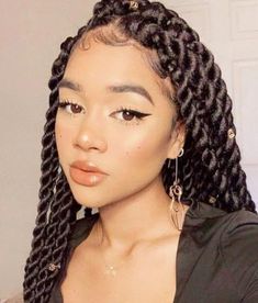 Synthetic Lace Front Wigs Afro Twist Braided Wigs For Black Women Full Head Wig, #AD, ##Wig, #sponsored, #Head, #Full, #Women Twisted Hair, Twist Braid Hairstyles, Fake Hair, Pinterest Hair, Girls Hairstyles Braids, Braided Hairstyles For Black Women, African Braids, Long Braids, Hairstyles For Round Faces