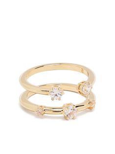 Contella ring (set of two) from Swarovski featuring Swarovski crystal embellishment, polished finish, stackable design, set of two, gold-tone and brass/metal. | Swarovski Contella ring (set of two) Swarovski Jewelry Rings, Swarovski Ring, Demi Fine Jewelry, Swarovski Jewelry, Crystal Embellishment, Fine Earrings, Design Set, Brass Metal, Watches Jewelry