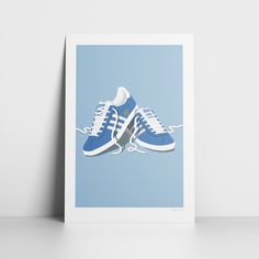 Fine art print of the iconic Adidas Gazelle sneaker in blue. Sneaker Adidas, Adidas Gazelle Sneaker, Adidas Gazelle, Fine Art Print, Printed Items, Fine Art Prints, Digital Prints, Adidas, Art Print