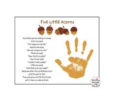 the five little acorns handprint is shown with an orange print on it