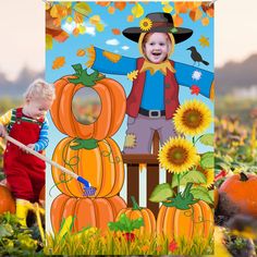 PRICES MAY VARY. Backdrop Funny Thanksgiving harvest design: the Thanksgiving background decoration is designed with Thanksgiving harvest patterns, such as scarecrow, pumpkins, falling leaves and more, classic patterns and colors can provide an easy and quick way to create the atmosphere for your thanksgiving party Large size: the large Thanksgiving photography backdrop is approx. 1.5 x 1 m/ 59 x 39.4 inches, large enough to serve as background for your fall party and Thanksgiving party decorati Thanksgiving Outdoor Game, Garage Seating For Thanksgiving, Props For Outdoor Family Pictures, Outdoor Thanksgiving Games For Kids, Fall Festival Game Signs, Large Scarecrow, Pumpkin Patch Decoration, Thanksgiving Photography, Fall Festival Decorations