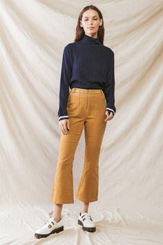 🖤 Item Features: Mustard, denim, cotton material, high waisted, four pockets construction, five belt loops, front zip-up closure, non-stretchy, not see through, unlined, stylish, casual, wardrobe must have Denim Blue Bottoms With Zipper Closure For Fall, Denim Blue Bottoms With Zipper For Fall, High-waist Flare Jeans With Zipper Closure For Fall, Denim Blue Pants With Zipper Closure For Fall, Denim Blue Pants With Zipper For Fall, Fall Denim Blue Pants With Zipper Closure, Fall Denim Blue Pants With Zipper, Dark Wash Bottoms With Zipper Closure For Fall, Mid-rise Bottoms With Zipper Closure For Fall