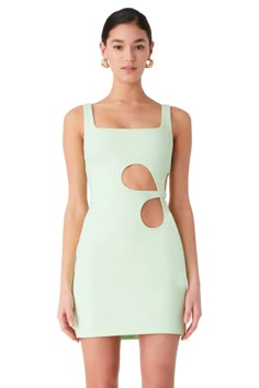 Turn heads with the Harper Mini Dress by Misha. This sleeveless dress features eye-catching cutouts at the front and side waist, a square neckline, and a slim fit for a playful look. From daytime outings to evening dates and special occasions, this mini dress is perfect for every event. Square neckline Cutout detail at the front and side waist Centre back invisible zipper Slim fit 42 cm. from waist Fully lined Fabric: 95% Polyester, 5% ElastaneModel is wearing a size Small.Model's height: 5'9" Wardrobe Update, Hoco Dresses, Knit Sweatshirt, Square Neckline, Pistachio, Tee Shop, Outerwear Jackets, Homecoming Dresses, Denim Dress