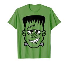 a green t - shirt with an image of a cartoon character on it's chest