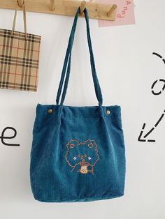 Bag For Love - Cartoon Embroidered Corduroy Shoulder Tote Bag - Women Tote Bags Product Description Style Preppy Color Blue Quantity 1 piece Strap Type Double Handle Pattern Type Cartoon Bag Size Medium Type Shoulder Tote Bag Material Corduroy Composition 100% Viscose Size Chart INCH CM Size Bag Width Bag Height Bag Length one-size 4.3 12.6 13 Size Bag Width Bag Height Bag Length one-size 11 32 33 Similar Products h2 { text-align: center; } .red-box { width: 100%; display: flex; flex-direction: Casual Embroidered Canvas Bag For School, Casual Blue Embroidered Bag, Casual Blue Embroidered Shoulder Bag, Blue Embroidered Canvas Bag For Daily Use, Blue Embroidered Rectangular Canvas Bag, Daily Use Embroidered Blue Canvas Bag, Blue Embroidered Canvas Bags, Blue Embroidered Everyday Bag, Cute Blue Cotton Bags