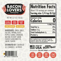 the label for bacon lovers seasoning