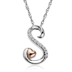 I Am Loved® Diamond S Initial Pendant in Sterling Silver & 14K Gold, available at #HelzbergDiamonds Rose Gold Jewelry With Diamond Accents For Anniversary, Anniversary Rose Gold Necklace With Si Clarity, Valentine's Day White Gold Initial Pendant Jewelry, Valentine Jewellery, Infinity Necklace Gold, S Initial, Gold Initial Pendant, I Am Loved, Diamond Bracelet Design