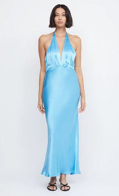 INDI HALTER MAXI DRESS - TOPAZ BLUE – BEC + BRIDGE US Halter Maxi Dress, Bec & Bridge, Halter Maxi, Halter Maxi Dresses, Candy Pink, Halter Neckline, Pink Candy, Pink Fabric, Halter Neck