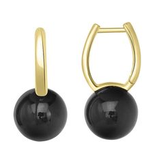 Accessorize in style with this Gemistry 14k Gold Over Sterling Silver Stone Ball Huggie Earrings. Click on this JEWELRY & WATCHES GUIDE to learn about fit, styles, materials and more! Accessorize in style with this Gemistry 14k Gold Over Sterling Silver Stone Ball Huggie Earrings. Click on this JEWELRY & WATCHES GUIDE to learn about fit, styles, materials and more! FEATURES Dimensions: 21 mm x 10 mm Backings: Frenchwire, click-it Nickel free Metal: sterling silver Plating: 14k gold Finish: polis Elegant Formal Huggie Earrings With Lever Back, Classic Formal Dangle Huggie Earrings, Elegant Black Enamel Round Earrings, Classic Black Earrings For Formal Occasions, Formal Hoop Earrings With Bail, Elegant Formal Dangle Huggie Earrings, Black Clip-on Jewelry For Anniversary, Elegant Black Enamel Hoop Earrings, Anniversary Black Clip-on Jewelry