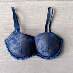 Dream Angels Lace And Velvet Demi Bra Nwot; Great Condition. No Flaws. Elegant Blue Bra With Lace Trim, Blue Lace Bra With Removable Pads, Elegant Stretch Blue Bra, Elegant Blue Stretch Bra, Blue Fitted Bra Partially Lined, Blue Fitted Partially Lined Bra, Fitted Partially Lined Blue Bra, Victoria's Secret Blue Partially Lined Bra, Blue Partially Lined Victoria's Secret Bra