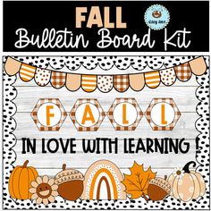 fall bulletin board kit with pumpkins and leaves