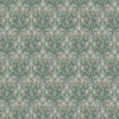 a green and white wallpaper with an ornate design