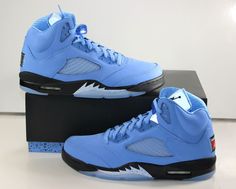 All Nike Shoes Jordans, Hype Shoes Men, Jordan 5 Unc, Jump Man Logo, Mens Jordans, Unc University, Nike Shoes Blue, Jordan Shoes For Men, Jordan Retro 5