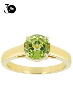 Pre-Owned 1.95ct Round Manchurian Peridot��� 18k Yellow Gold Over Sterling Silver August Birthstone Ring. Measures Approximately 0.32"L x 0.32"W. Not Sizable. Finished Undergallery. .  This product may be a customer return, vendor sample, or on-air display and is not in its originally manufactured condition.  It may not be new.  In some instances, these items are repackaged by JTV. August Birthstone Ring, August Birthstone, Green Peridot, August Birth Stone, Birthstone Ring, Birthstone, 18k Gold, Yellow Gold, Sterling Silver