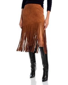 Bagatelle Faux Suede Fringe Midi Skirt Suede Fringe Skirt Outfit, Fringe Skirt Outfit, Fringe Midi Skirt, Suede Fringe Skirt, Dress Like A Lady, Skirt Outfit Ideas, Yee Haw, Fringe Skirt, Black Midi Skirt