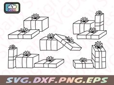 gift boxes with bows svg dxf file