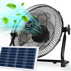 a solar powered fan sitting on top of a table