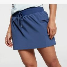 Brand New Casual Beach Skort With Built-in Shorts, Casual Relaxed Fit Skort With Short Inseam, Casual Skort With Elastic Waistband And Short Inseam, Casual Short Inseam Skort With Elastic Waistband, Casual Skort With Elastic Waistband, Casual Skort With Side Pockets And Short Inseam, Casual Skort With Pockets And Short Inseam, Casual Beach Skort With Short Inseam, Casual Blue Shorts With Side Pockets