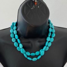 Sterling Silver Toggle Turquoise Beaded Necklace Like New Condition. Beautiful Silver Toggle Turquoise Beaded 2 Strand Necklace Very Beautiful Necklace Length 8” Beach Turquoise Necklace With Round Beads, Turquoise Necklace With Large Beads For Jewelry Making, Turquoise Necklace With Large Round Beads, Turquoise Necklace With Large Beads, Turquoise Necklace With Polished Round Beads, Elegant Turquoise Beaded Necklaces With Oval Beads, Blue Oval Beads Jewelry, Elegant Turquoise Beaded Necklace With Oval Beads, Adjustable Double Strand Turquoise Blue Necklace