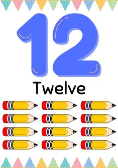 the number twelve with pencils in front of it, and an image of two