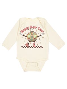 Happy New Year Infant New Year 2024 Outfit Ring in the New Year with joy and style! Our "Happy New Year 2024" New Year Infant One Piece is the perfect way to dress your little one for the celebrations. In natural color, this cozy coverall features long sleeves to keep your baby snug and stylish as you welcome the dawn of a new year together. Also available in short and long sleeve bodysuits! Get ready for adorable moments and memorable photos with this charming outfit! Details 100% cotton natural; romper + bodysuits unisex; infant fit Heat transfer apparel decorating method made in Philadelphia, PA by a certified woman-owned, black-owned, small business Processing Time Orders are processed within five to seven business days, once payment is confirmed. Shipping upgrades are available during Happy New Year Retro, Toddler Girls Leggings, Happy New Year 2024, Retro Baby, Ring In The New Year, Body Suit With Shorts, Long Romper, Adulting Shirts, The Dawn