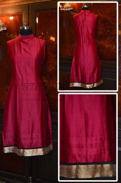 #Organic #naturaldyed long summery #kurta. Colors available: indigo, wine, ecru… Kurti Simple, Saree Reuse, Pink Kurti, Kurta Patterns, Simple Kurta Designs, Kurta Neck Design