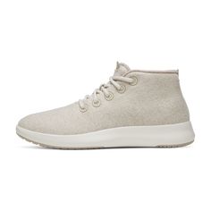 The Wool Runner-up Mizzle is a wet-weather high top made with ZQ Merino wool and a bio-based water repellent shield, so your feet stay dry and cozy no matter what the weather is. Winter Outdoor Sneakers With Textured Sole, Beige Fall Sneakers For Outdoor Activities, Beige Fall Sneakers For Outdoor, Beige Outdoor Sneakers For Fall, Beige Sneakers For Outdoor Fall Activities, Beige High-top Sneakers With Rubber Sole For Outdoor, Winter Walking Sneakers With Rubber Sole, Winter Mid-top Walking Sneakers, Winter Walking Mid-top Sneakers