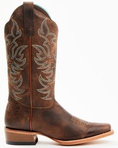 Smooth leather. 12" upper shaft. Square toe. Single-stitched welt. Stitching pattern on shaft. 3mm EVA insole. Western heel. Western Wishlist, Boots Aesthetic, Womens Cowgirl Boots, Boots Square Toe, Funny Horse, Square Toe Boots, Mens Flannel, Fit Ideas, Toe Boots