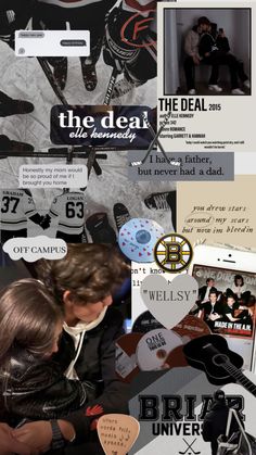 a collage of photos with hockey related items and text that reads, the deal is anarchy