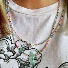 Longer length set... 2 x rainbow sprinkles necklaces  1 x 20in genuine mother of pearl smiley bead with rainbow sprinkle beads sterling silver or gold filled clasp and 2in extender chain  1 x 22in irridescent blue crystal point with rainbow sprinkle beads sterling silver or gold filled clasp and 2in extender chain