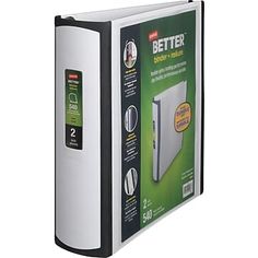 a black and white binder with the word better on it's front cover