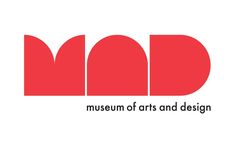 the museum of arts and design logo, with red letters on it's left side