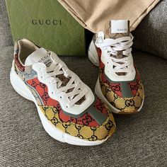 Nib Gucci Rhyton Multicolor Sneakers Size 39, Comes With Box And Dust Bag, This Will Fit A Size 8.5 American. Price Firm I Dont Steal My Items So Please Do Not Be A Low Baller!!! Yellow Gucci Sneakers With Branded Insole, Gucci Yellow Sneakers With Round Toe, Designer Multicolor Sneakers With Rubber Sole, Gucci Multicolor Sneakers With Round Toe, Multicolor Gucci Leather Sneakers, Gucci Multicolor Lace-up Sneakers, Gucci Custom Lace-up Sneakers With Logo Print, Luxury Yellow Sneakers With Rubber Sole, Designer Multicolor Custom Sneakers For Streetwear