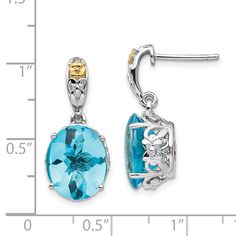 Sterling Silver With 14k Yellow Gold Blue Topaz Earrings Average Weight 3.2 gm, Width of Item 10 MM Blue Topaz Stone, The Embrace, Blue Topaz Earrings, Topaz Earrings, Swiss Blue Topaz, Topaz Stone, 4 20, Diamond Stone, Gold Material