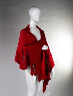 Red Wrap Woolen Shawl Women's Merino Scarf by deliriumkredens Elegant Knitted Solid Color Cardigan, Elegant Shawl For Layering, Elegant Cashmere Shawl Scarf, Elegant Cashmere Shawl For Layering, Elegant Cashmere Shawl, Elegant Shawl Wraps For Layering, Elegant Shawl Wrap For Layering, Elegant Cashmere Wraps For Fall, Chic Cashmere Wraps For Winter